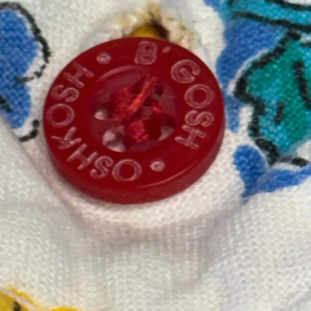 Vintage OshKosh B'Gosh Dress Girls 6X White Jumper Cherry Strawberries Made USA